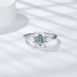 Three Stone Emerald Cut Moissanite Ring - Ceerom