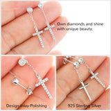 Moissanite Dangle Cross Drop Earrings