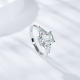Three Stone Emerald Cut Moissanite Ring - Ceerom
