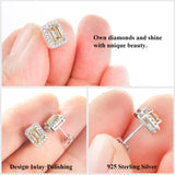 Champagne Emerald Cut Moissanite Stud Earrings