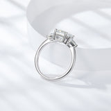 Three Stone Emerald Cut Moissanite Ring - Ceerom