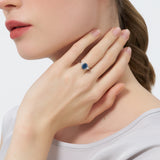 Oval Cut Royal Blue Moissanite Engagement Ring