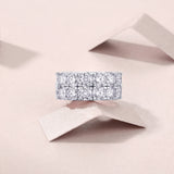 Round Cut Moissanite Pave Wedding Band Ring - Ceerom