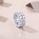 Round Cut Moissanite Pave Wedding Band Ring - Ceerom