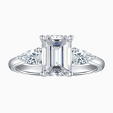Three Stone Emerald Cut Moissanite Ring - Ceerom