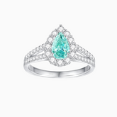 Pear Cut Moissanite Split Shank Halo Engagement Ring - Ceerom