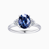 Oval Cut Royal Blue Moissanite Engagement Ring