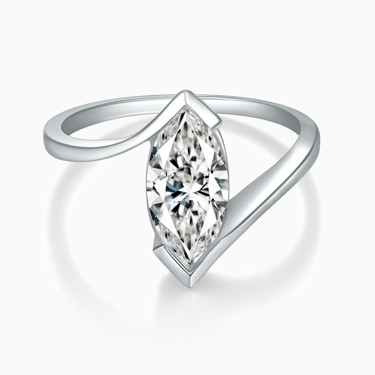 Solitaire Marquise Moissanite Engagement Ring - Ceerom