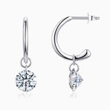 Moissanite Round Cut Hoop Clip Earrings - Ceerom