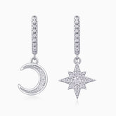 Sun & Moon Moissanite Hoop Earrings - Ceerom