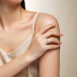 Round Cut Moissanite Engagement Band Ring - Ceerom