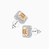 Champagne Emerald Cut Moissanite Stud Earrings