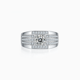 Men's Round Moissanite Halo Engagement Ring - Ceerom