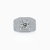 Men's Halo Moissanite Engagement Band Ring - Ceerom