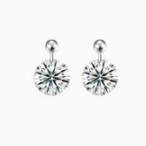 4Ct Round Cut Moissanite Drop Earrings