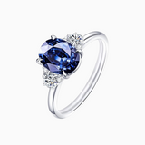 Oval Cut Royal Blue Moissanite Engagement Ring