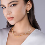 Moissanite Pave Rectangle Link Chain Necklace - Ceerom