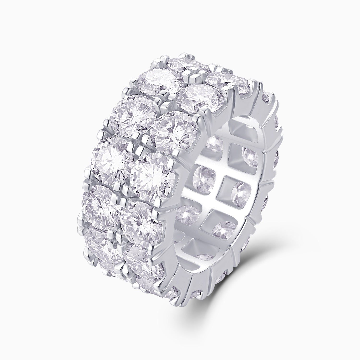 Round Cut Moissanite Pave Wedding Band Ring - Ceerom