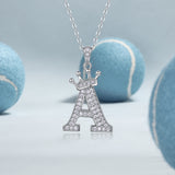 Crown 26 English Letters Full Moissanite Pendant Necklace Free choice - Ceerom