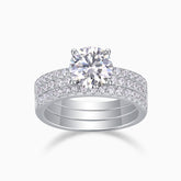 Stackable Round Moissanite Pave Wedding Ring Set - Ceerom