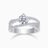 Moissanite Double Band Pave Engagement Ring