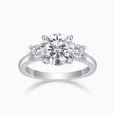 Three Stone Round Moissanite Engagement Ring