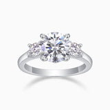 Three Stone Round Moissanite Engagement Ring