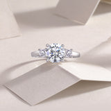 Three Stone Round Moissanite Engagement Ring