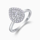 Halo Pear Shaped Moissanite Ring - Ceerom