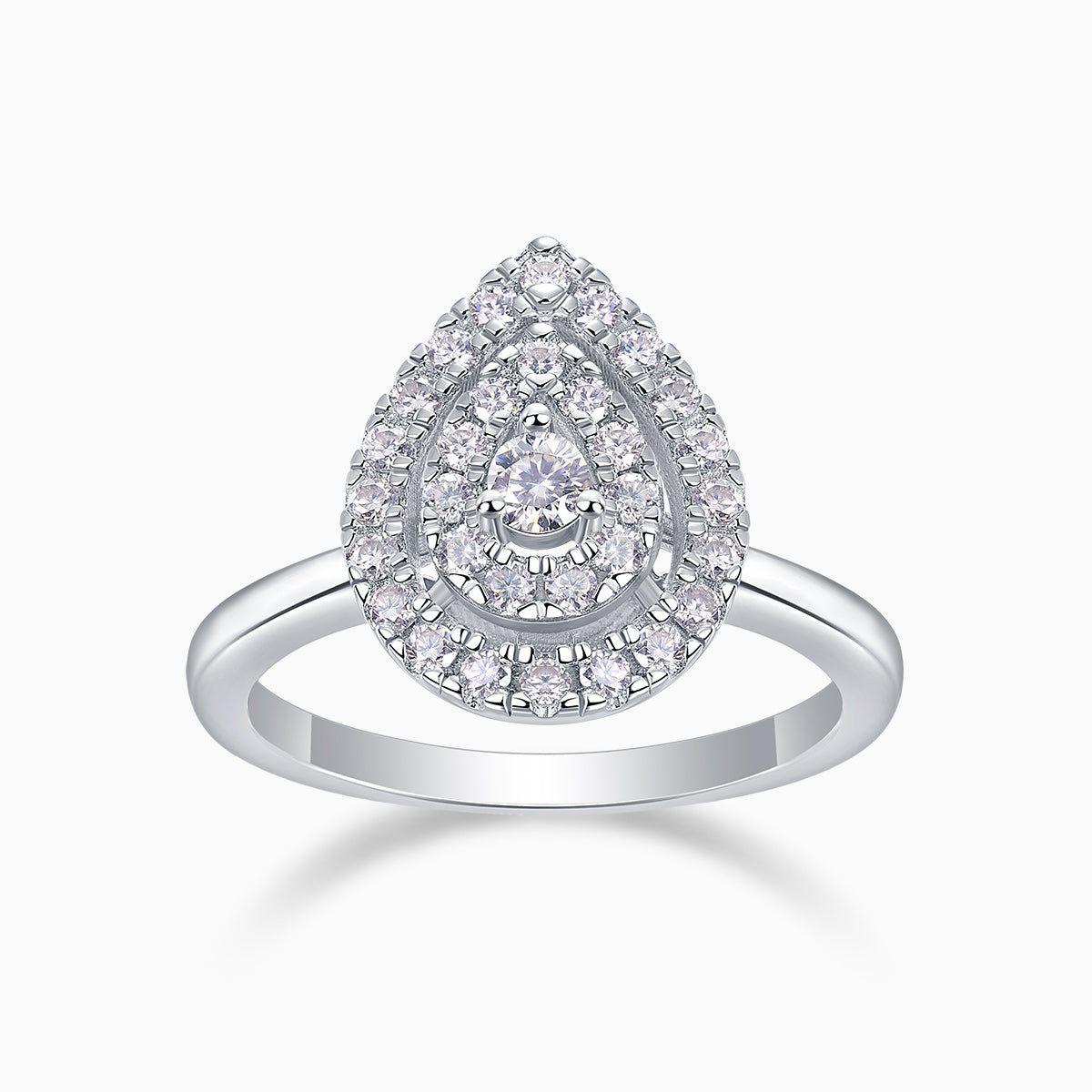 Halo Pear Shaped Moissanite Ring - Ceerom