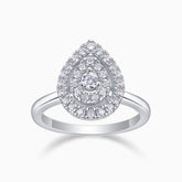 Halo Pear Shaped Moissanite Ring - Ceerom