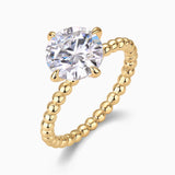Solitaire Round Cut Moissanite Beaded Engagement Ring - Ceerom