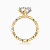 Solitaire Round Cut Moissanite Beaded Engagement Ring - Ceerom