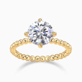 Solitaire Round Cut Moissanite Beaded Engagement Ring - Ceerom
