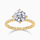 Solitaire Round Cut Moissanite Beaded Engagement Ring - Ceerom