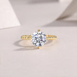 Solitaire Round Cut Moissanite Beaded Engagement Ring - Ceerom