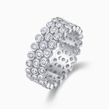 Three Row Pave Moissanite Wide Band Ring - Ceerom