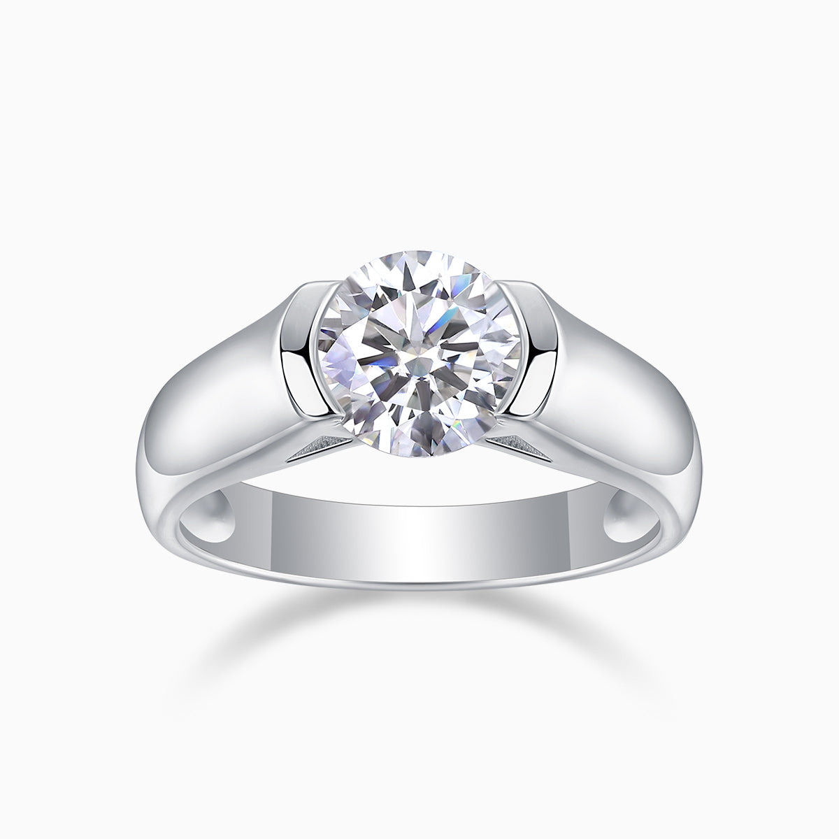 Solitaire Round Cut Moissanite Ring - Ceerom