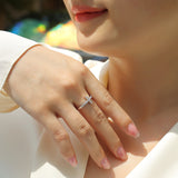 Moissanile Thin Cross Band Ring - Ceerom