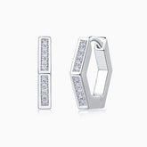 Pave Moissanite Pentagonal Hoop Earrings - Ceerom
