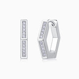 Pave Moissanite Pentagonal Hoop Earrings - Ceerom