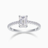 Emerald Cut Moissanite Pave Engagement Ring - Ceerom
