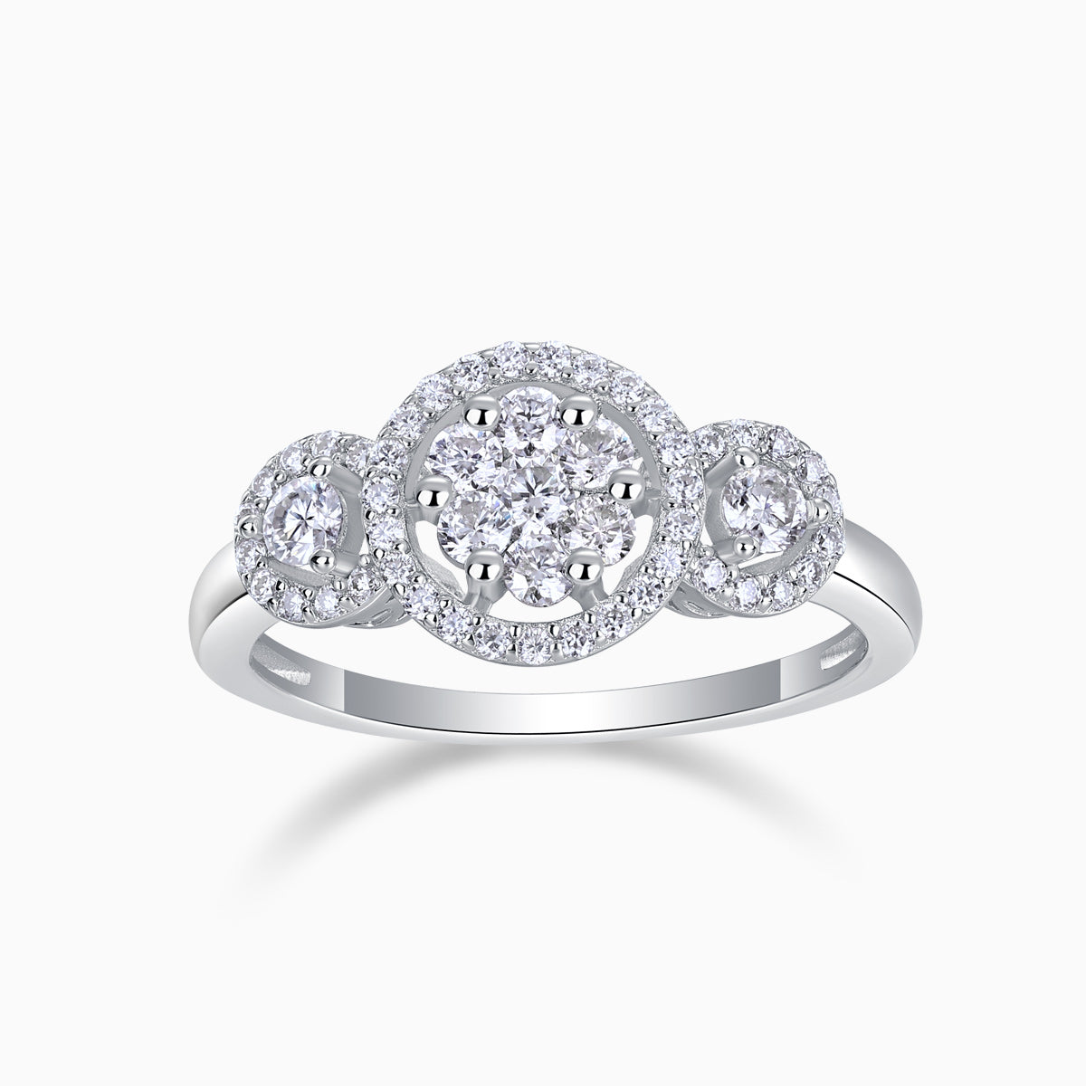 Flower Halo Moissanite Engagement Ring - Ceerom