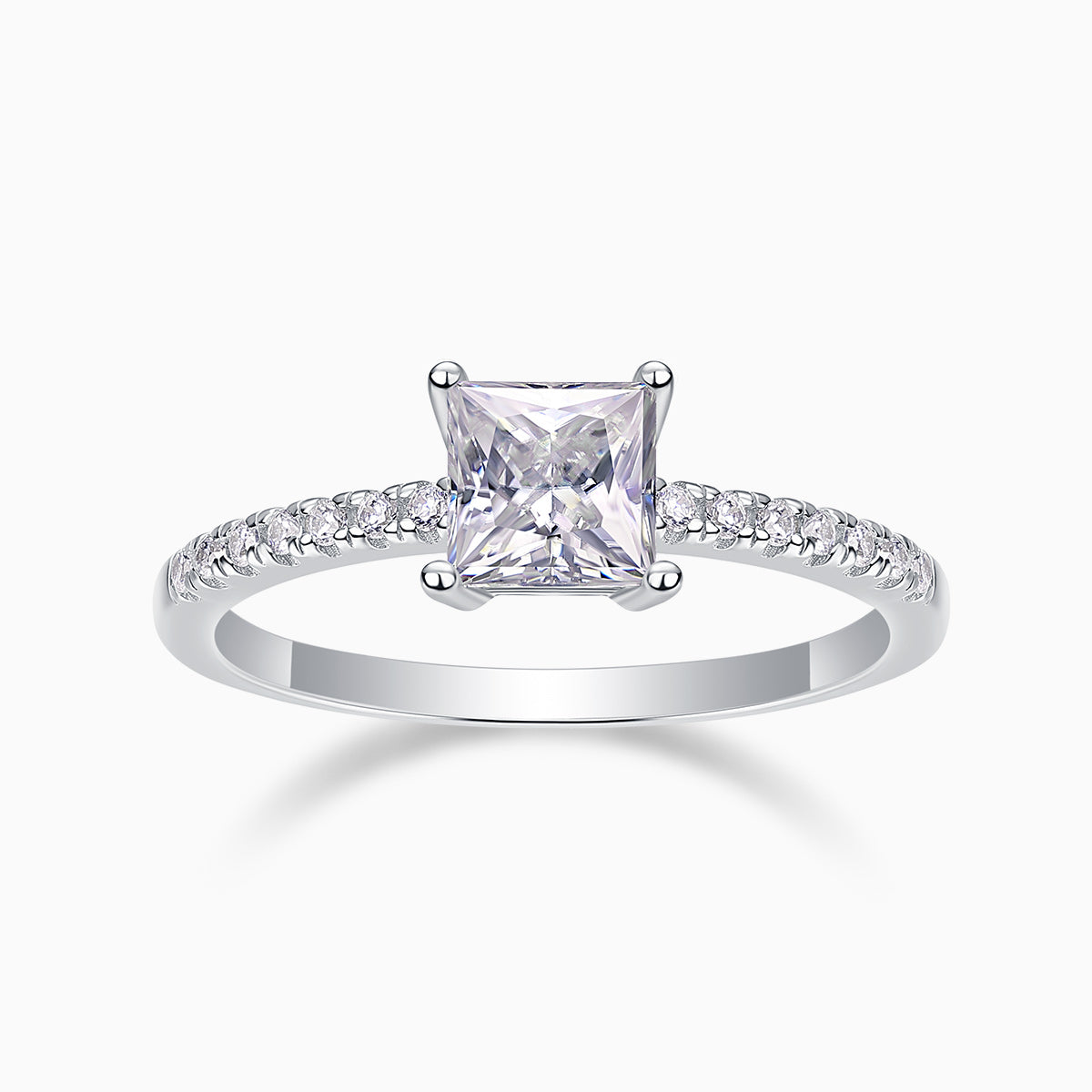 Asscher Cut Moissanite Pave Ring - Ceerom