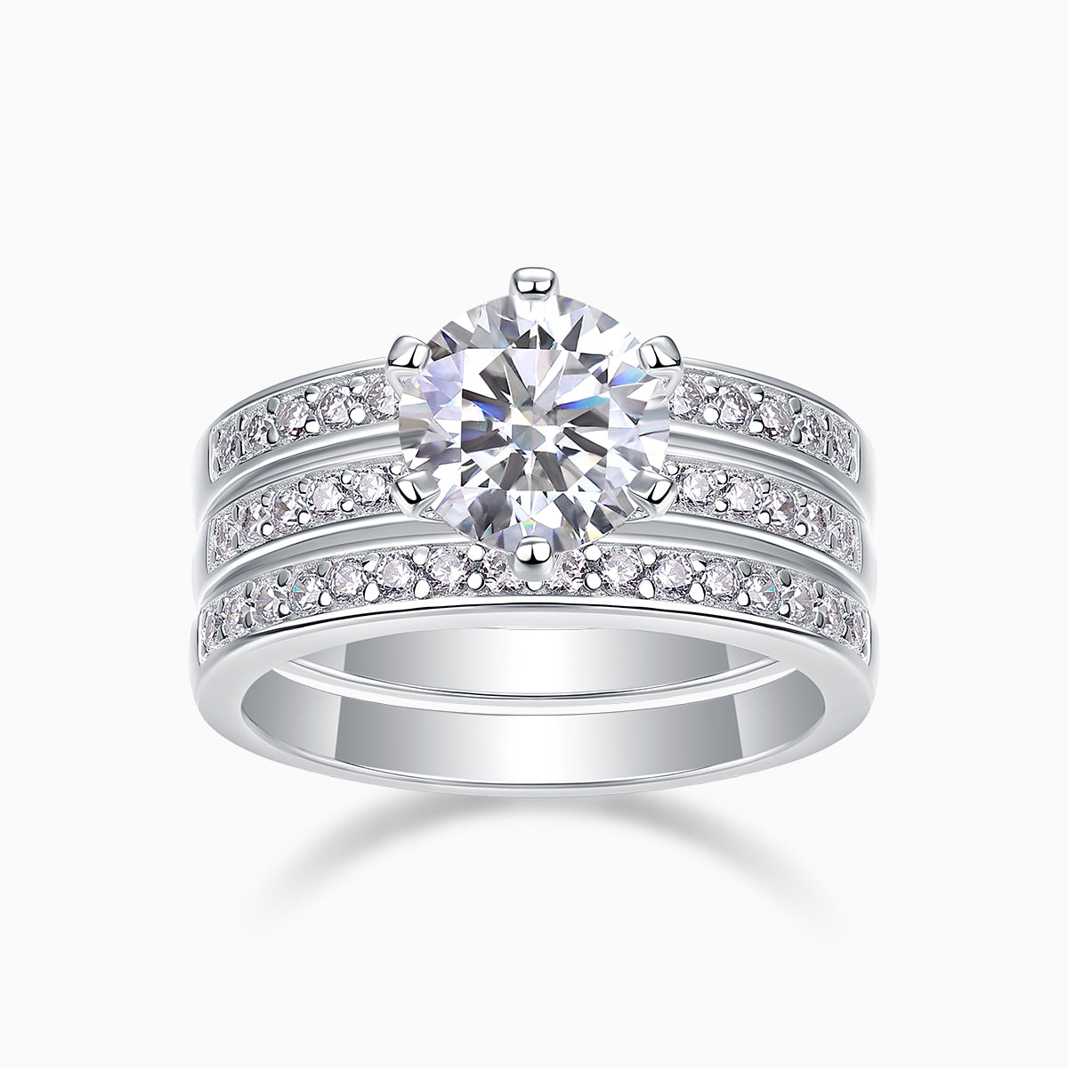 Classic Sparkle Round Cut Stackable Ring Set - Ceerom