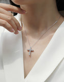 Round Cut Moissanite Cross Pendant Necklace - Ceerom
