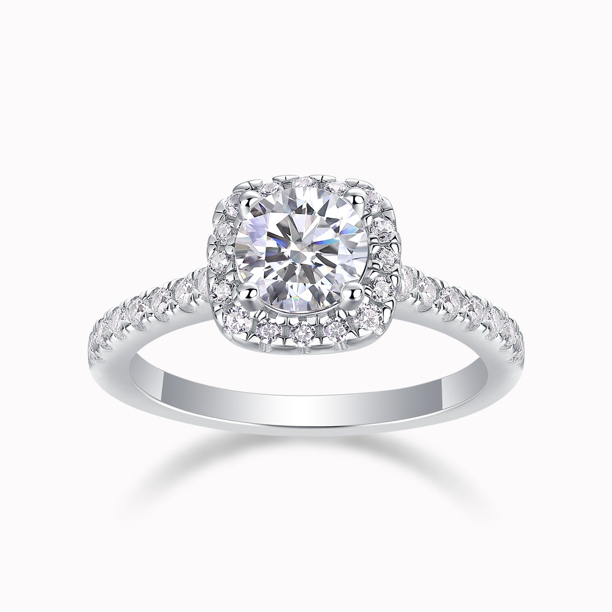 Halo Round Cut Moissanite Engagement Ring - Ceerom