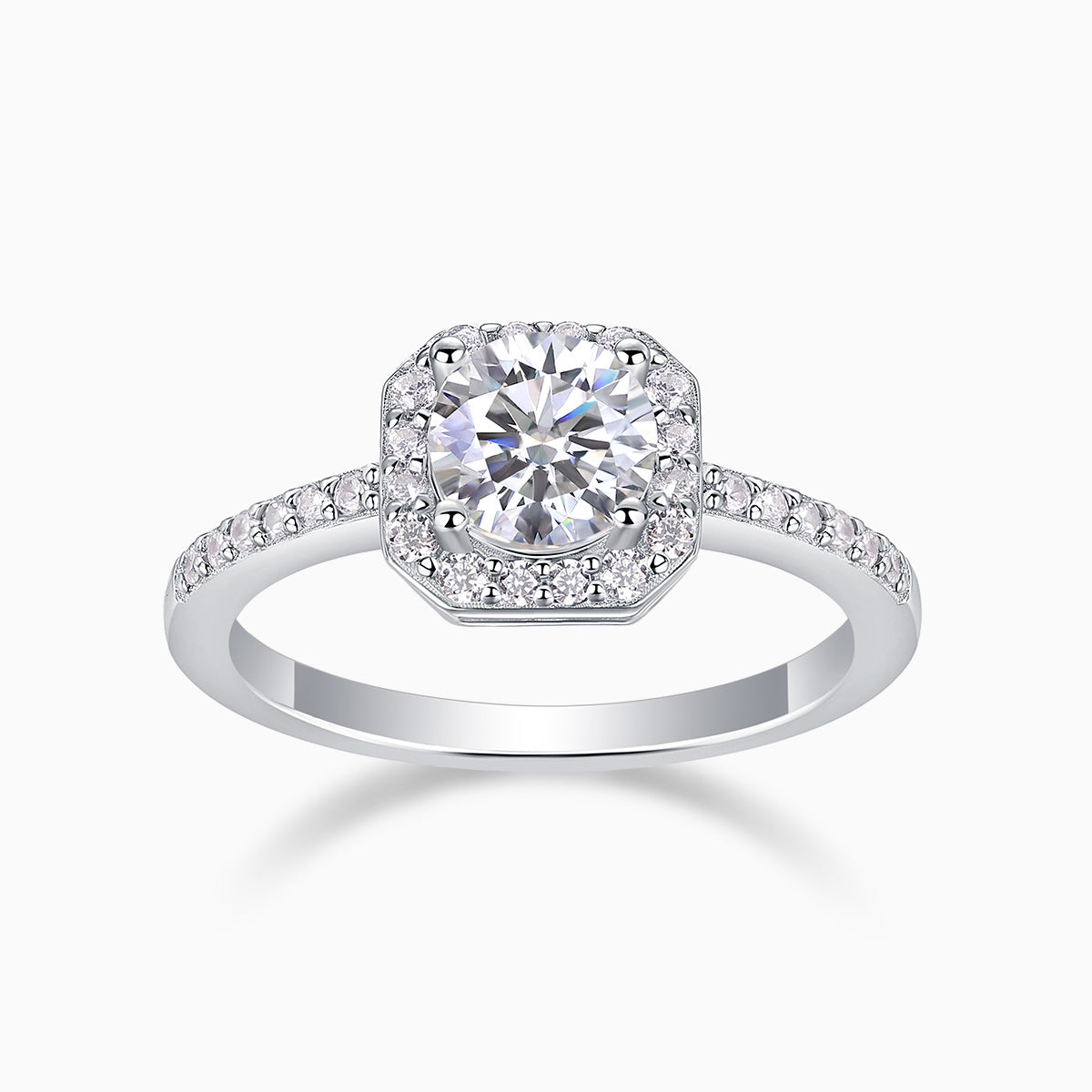 Halo Moissanite Pave Wedding Ring - Ceerom
