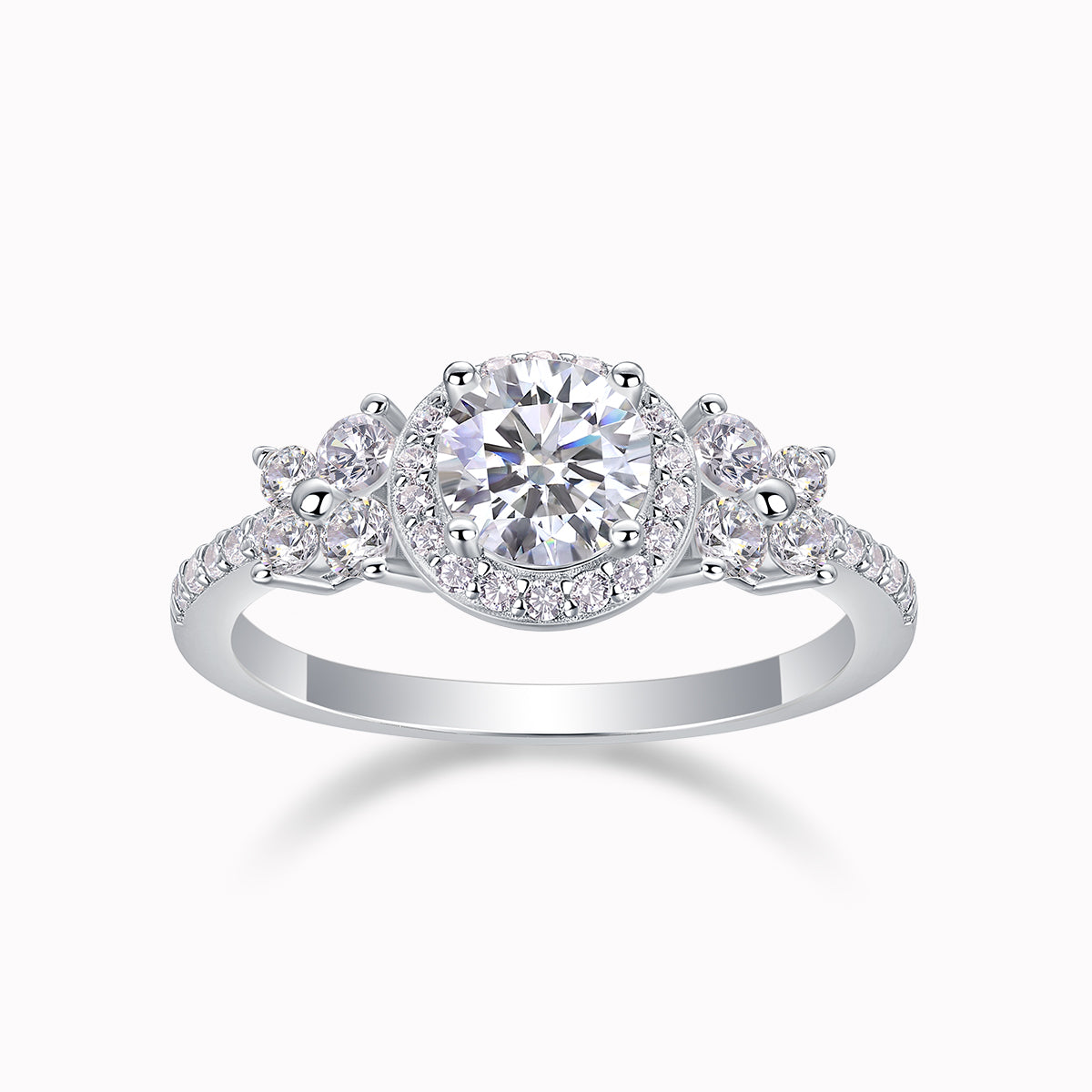 Halo Round Cut Moissanite Ring - Ceerom