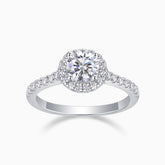 Halo Round Cut Moissanite Pave Engagement Ring